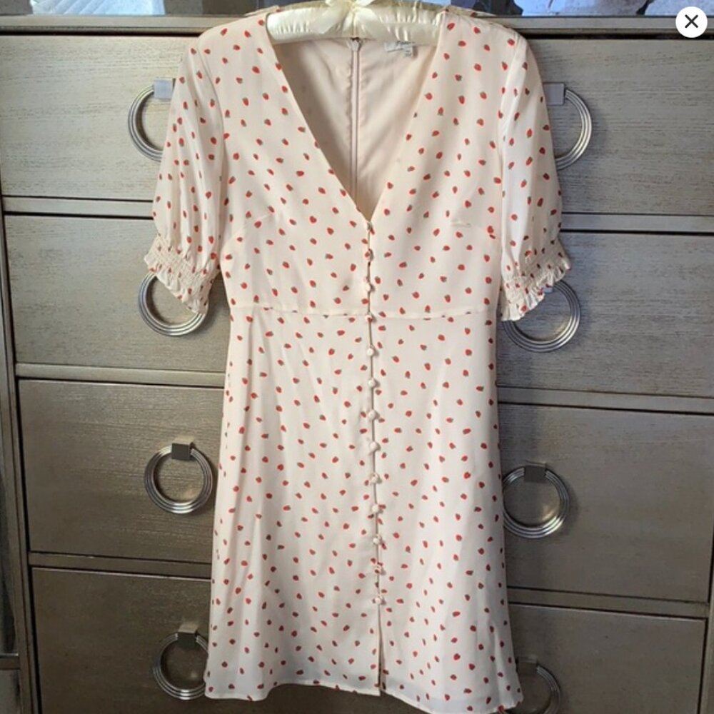 NWOT Madewell Silk Clover Button-Front Dress in Fresh Strawberries size 4